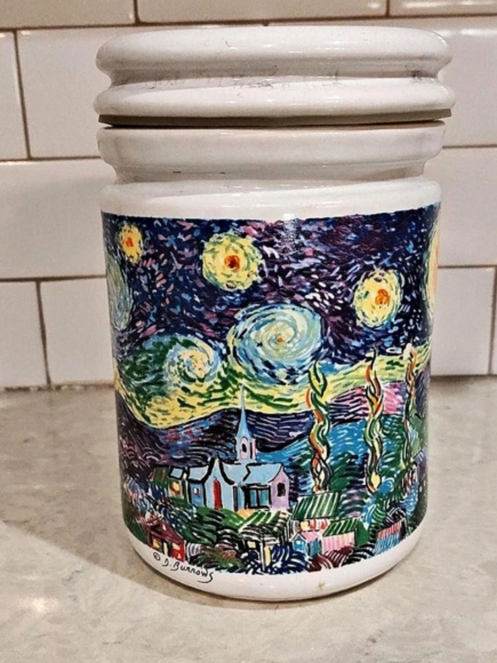 Chaleur Vincent van Gogh Starry Night Starry Night Ceramic Canister Blue & White